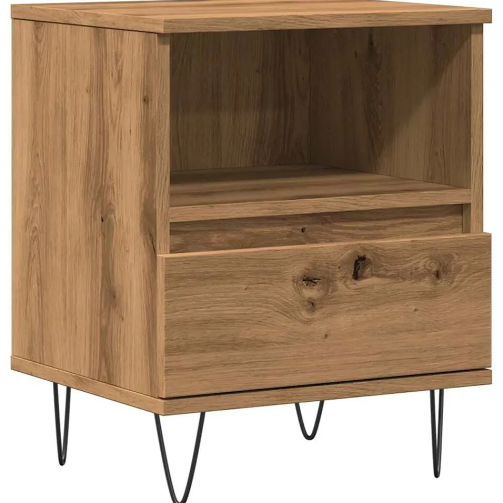 Tables-vidaXL Table de chevet chêne artisanal 40x35x50 cm bois d’ingénierie chêne artisanal