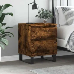vidaXL Table de chevet chêne fumé 40x35x50 cm bois d’ingénierie