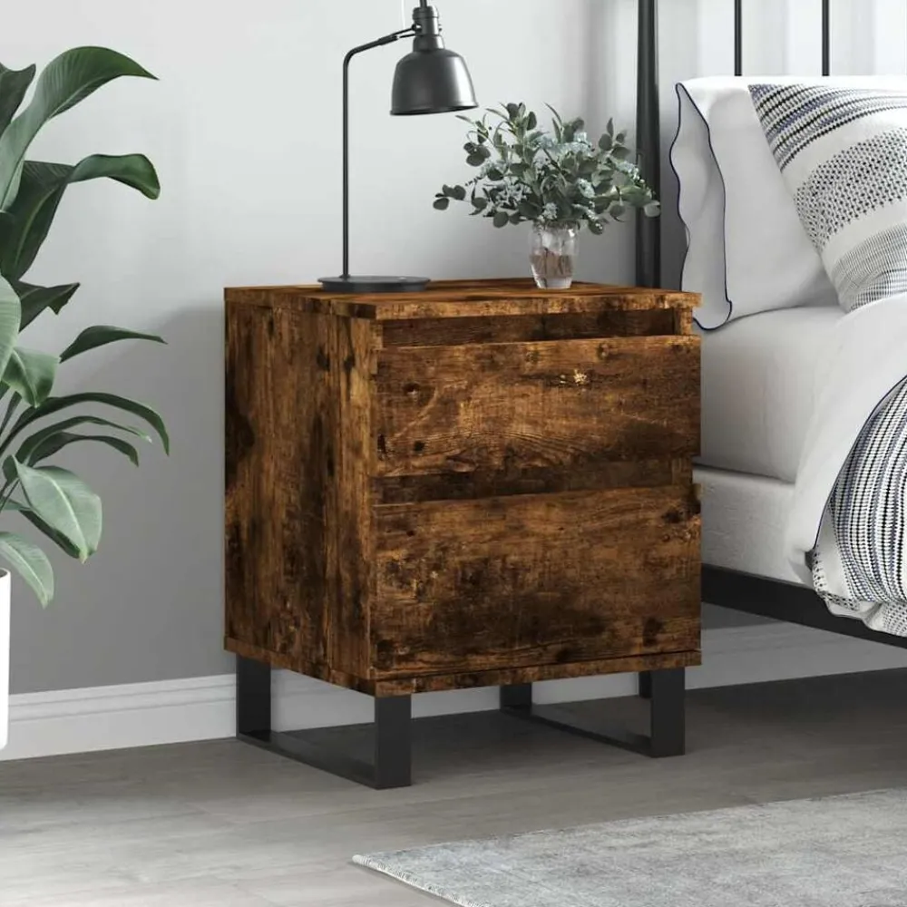 vidaXL Table de chevet chêne fumé 40x35x50 cm bois d’ingénierie