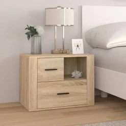 Tables-vidaXL Table de chevet Chêne sonoma 60x36x45 cm Bois d'ingénierie Ch&ecirc;ne sonoma