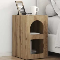 vidaXL Table de chevet Chêne artisanal 29,5 x 33,5 x 50 cm