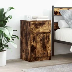 vidaXL Table de chevet Chêne fumé 39x35x65 cm Bois d'ingénierie
