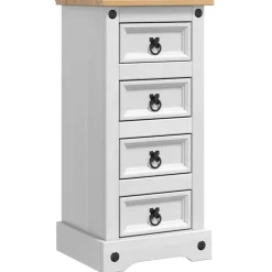 Tables-vidaXL Table de chevet Corona Blanc 35 x 32,5 x 74 cm Pin massif