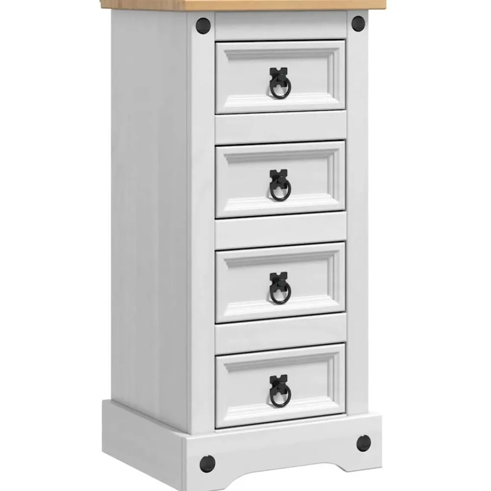 Tables-vidaXL Table de chevet Corona Blanc 35 x 32,5 x 74 cm Pin massif