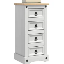 Tables-vidaXL Table de chevet Corona Blanc 35 x 32,5 x 74 cm Pin massif