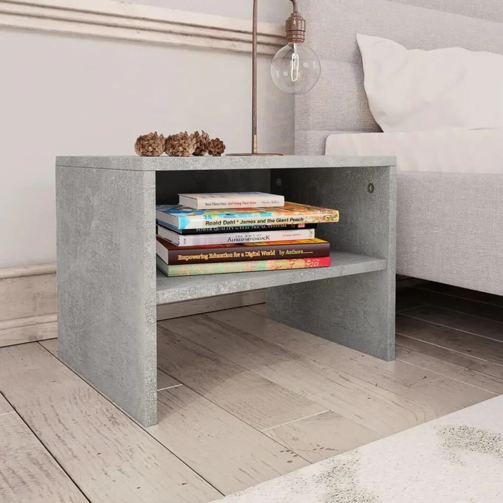 Tables-vidaXL Table de chevet 40x30x30 cm Bois ingénierie Gris béton