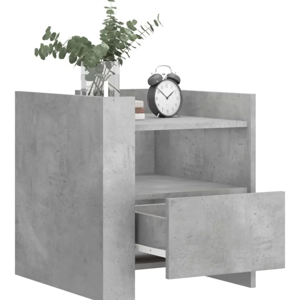 Tables-vidaXL Table de chevet 45x50x50 cm bois d’ingénierie Gris béton