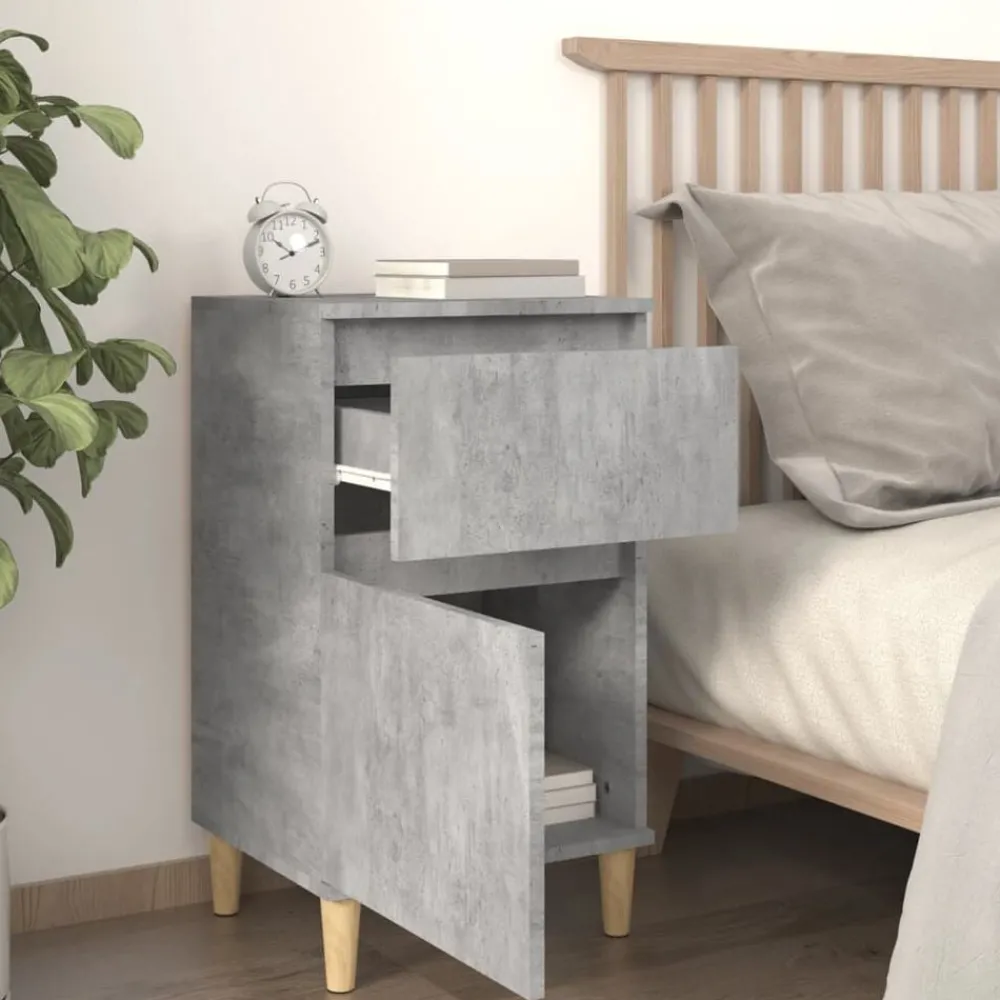 Tables-vidaXL Table de chevet 40x35x70 cm Gris béton
