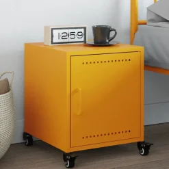 Tables-vidaXL Table de chevet moutarde 36x39x43,5 cm acier Jaune