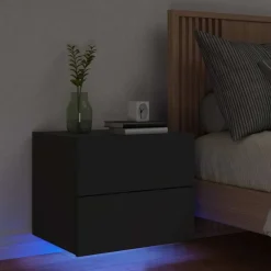 vidaXL Table de chevet murale avec lumières LED
