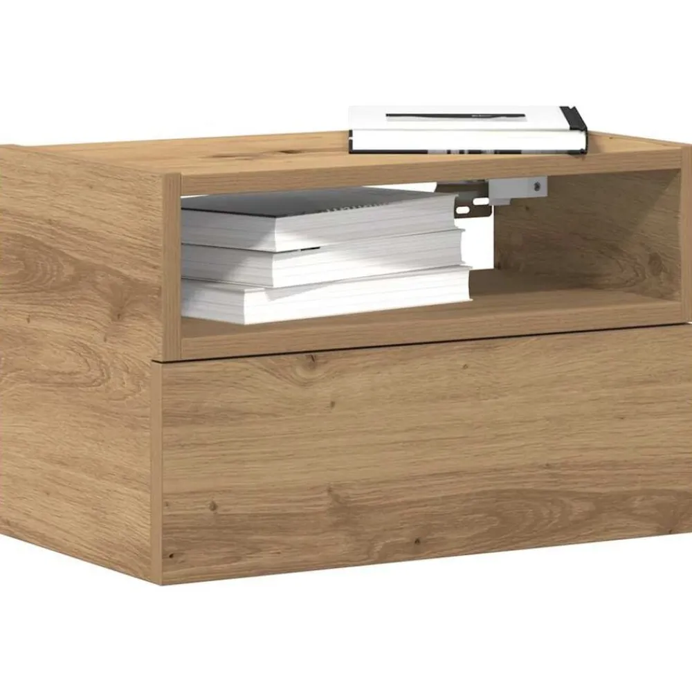 Tables-vidaXL Table de chevet murale chêne artisanal 45x26x28,5 cm chêne artisanal