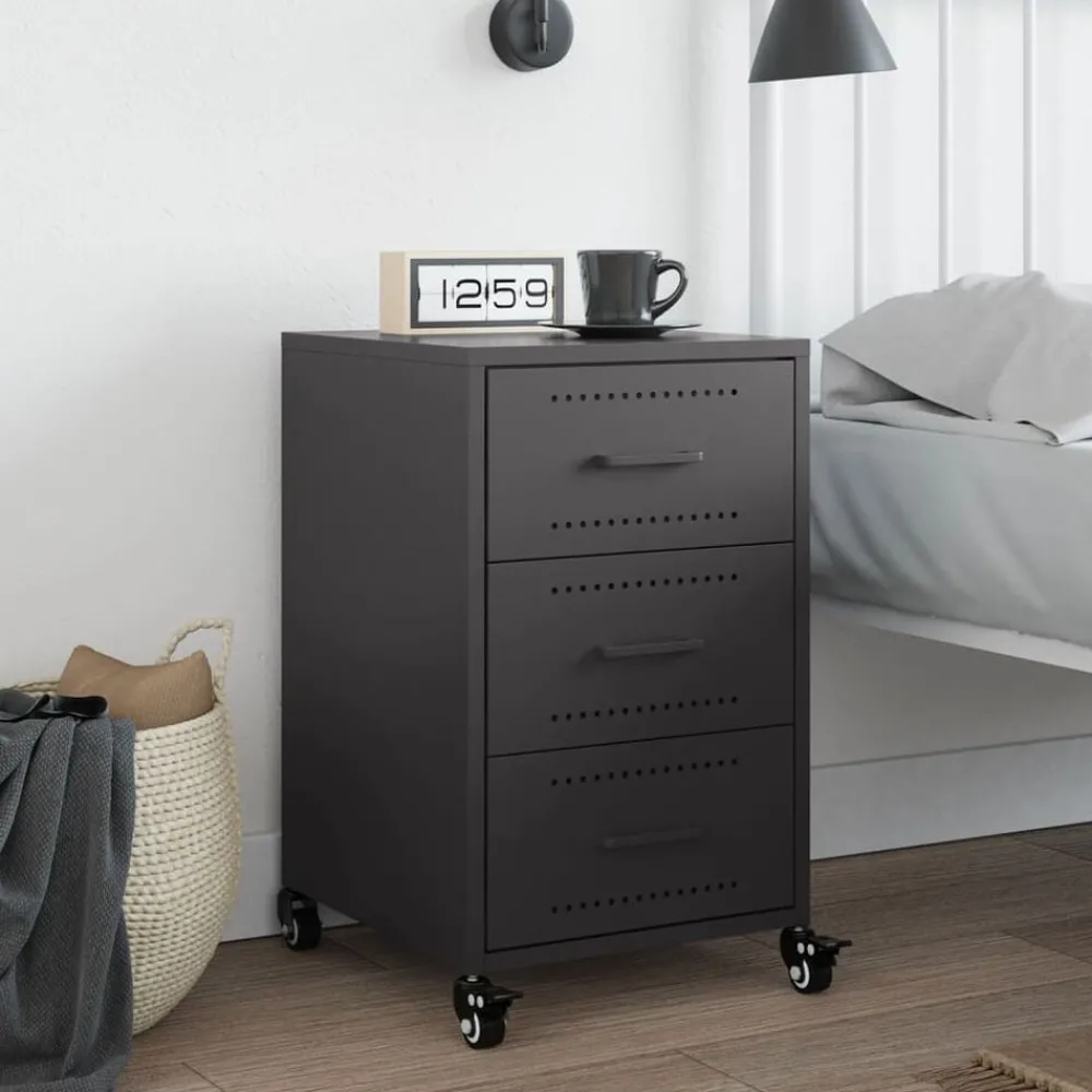vidaXL Table de chevet 36x39x59 cm acier