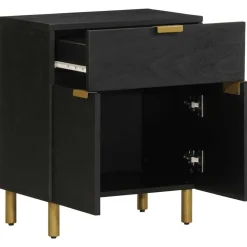Tables-vidaXL Table de chevet noir 50x33x60 cm bois d'ingénierie