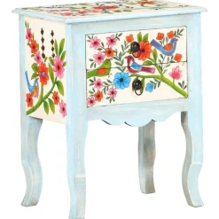 vidaXL Table de chevet peinte à la main 40x30x50 cm Bois de manguier