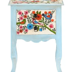 vidaXL Table de chevet peinte à la main 40x30x50 cm Bois de manguier