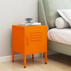Tables-vidaXL Table de chevet Rose 35x35x51 cm Acier Orange