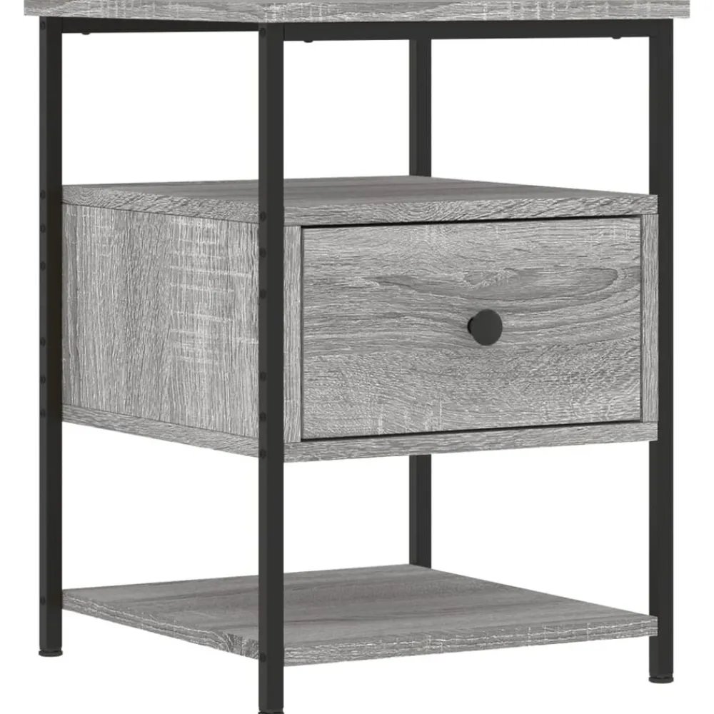 Tables-vidaXL Table de chevet 40x42x56 cm bois d'ingénierie Sonoma gris