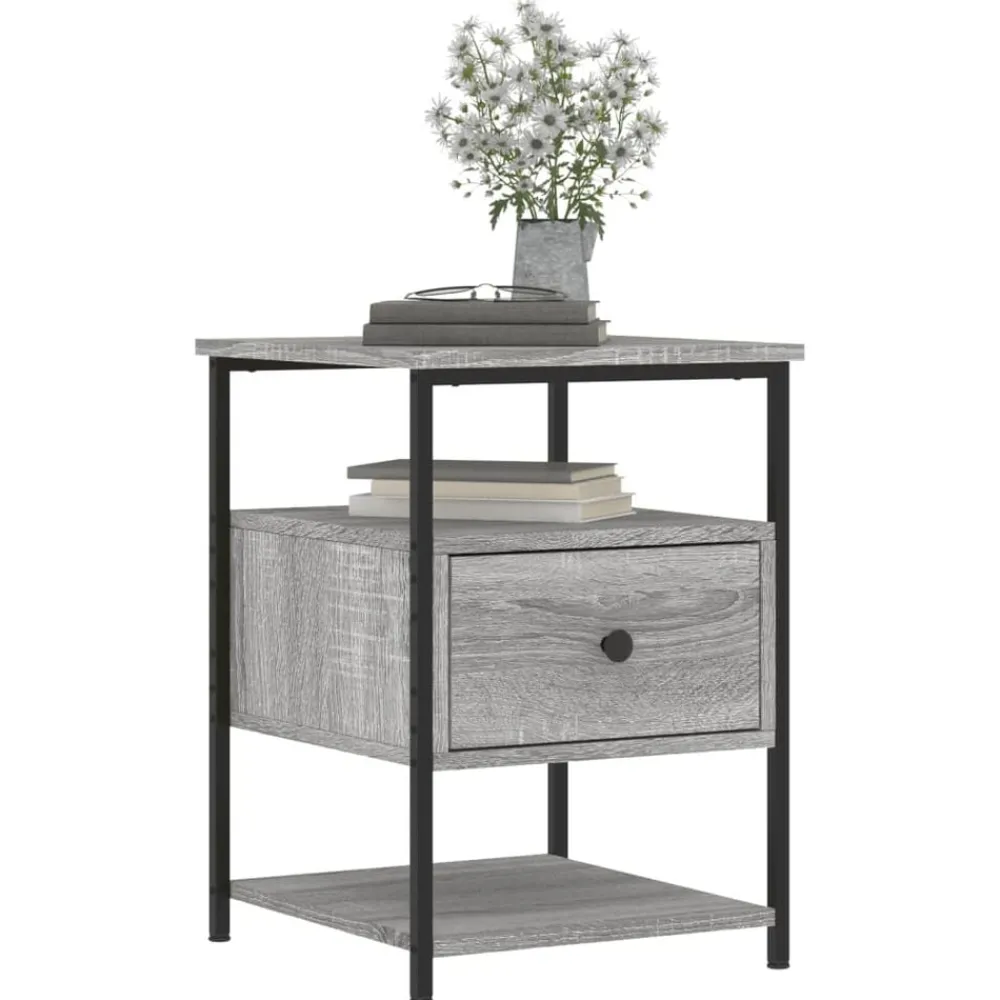 Tables-vidaXL Table de chevet 40x42x56 cm bois d'ingénierie Sonoma gris