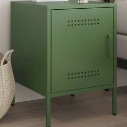 vidaXL Table de chevet olive 36x39x50,5 cm acier