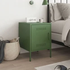vidaXL Table de chevet olive 36x39x50,5 cm acier