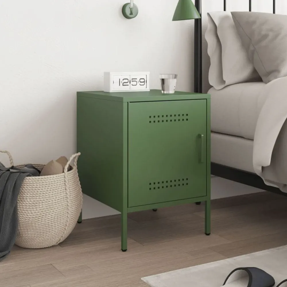 vidaXL Table de chevet olive 36x39x50,5 cm acier