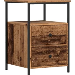 Tables-vidaXL Table de chevet 34x35,5x50 cm bois d’ingénierie Vieux bois