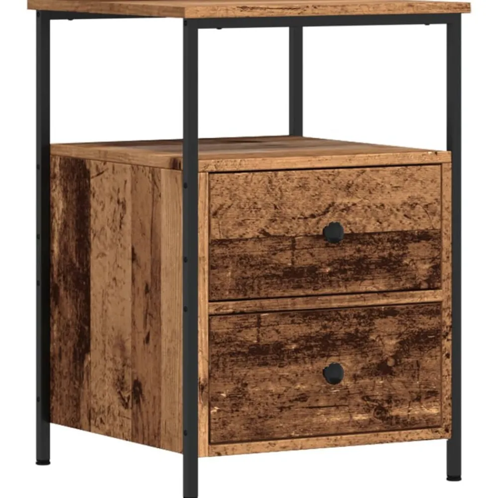 Tables-vidaXL Table de chevet 34x35,5x50 cm bois d’ingénierie Vieux bois