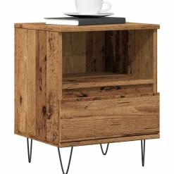 Tables-vidaXL Table de chevet 40x35x50 cm bois d’ingénierie Vieux bois