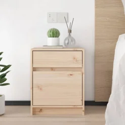 Tables-vidaXL Table de chevet 40x31x50 cm bois de pin massif Naturel