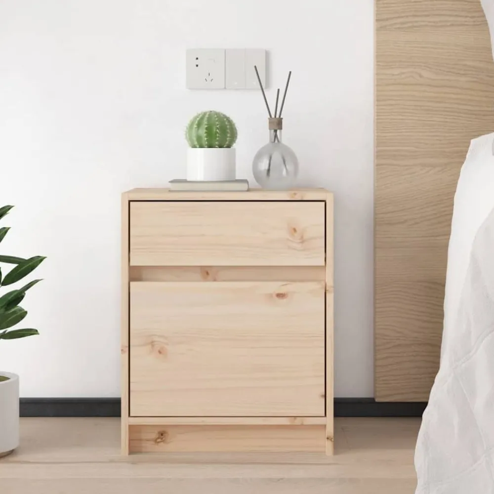 Tables-vidaXL Table de chevet 40x31x50 cm bois de pin massif Naturel