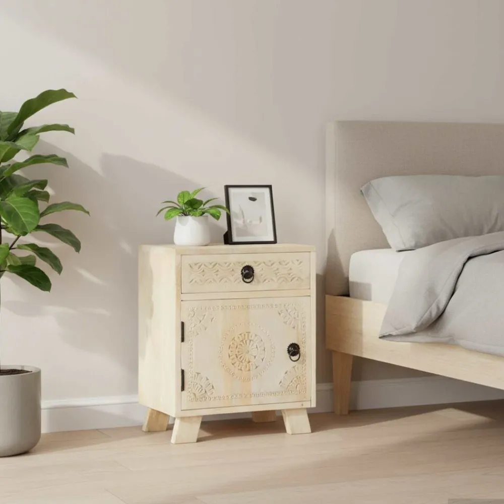 vidaXL Table de chevet 40x30x50 cm Bois de manguier massif