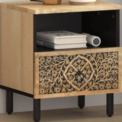 Tables-vidaXL Table de chevet 40x33x46 cm Bois de manguier solide