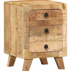 vidaXL Table de chevet 37x32x50 cm bois de manguier massif brut