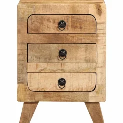 vidaXL Table de chevet 37x32x50 cm bois de manguier massif brut