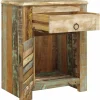 vidaXL Table de coin avec 1 tiroir et 1 porte Bois de récupération