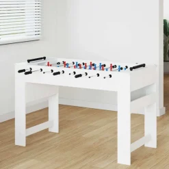 Jeux D'Intérieur-vidaXL Table de Foosball 125 x 60,5 x 80 cm Bois d'ingénierie Blanc