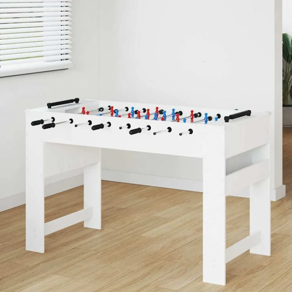 Jeux D'Intérieur-vidaXL Table de Foosball 125 x 60,5 x 80 cm Bois d'ingénierie Blanc