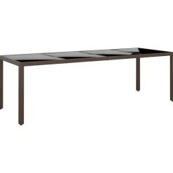 Mobilier De Jardin-vidaXL Table de jardin avec dessus en verre résine tressée Marron