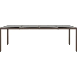 Mobilier De Jardin-vidaXL Table de jardin avec dessus en verre résine tressée Marron