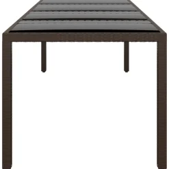 Mobilier De Jardin-vidaXL Table de jardin avec dessus en verre résine tressée Marron
