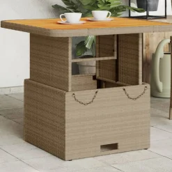vidaXL Table de jardin 80x80x71 cm résine tressée et bois acacia