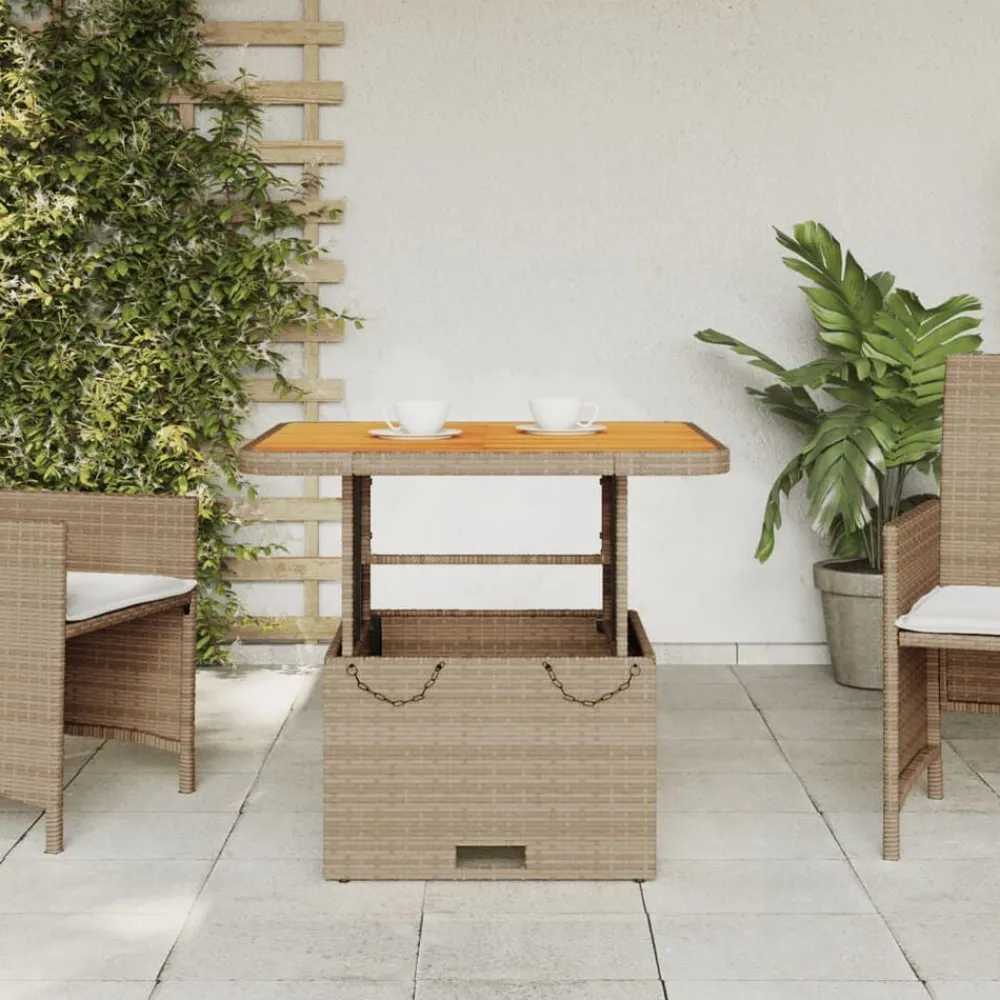 vidaXL Table de jardin 80x80x71 cm résine tressée et bois acacia