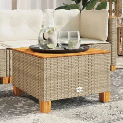 vidaXL Table de jardin 55x55x36 cm résine tressée et bois acacia