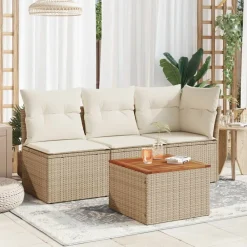 Mobilier De Jardin-vidaXL Table de jardin 55x55x37 cm résine tressée et bois acacia Beige