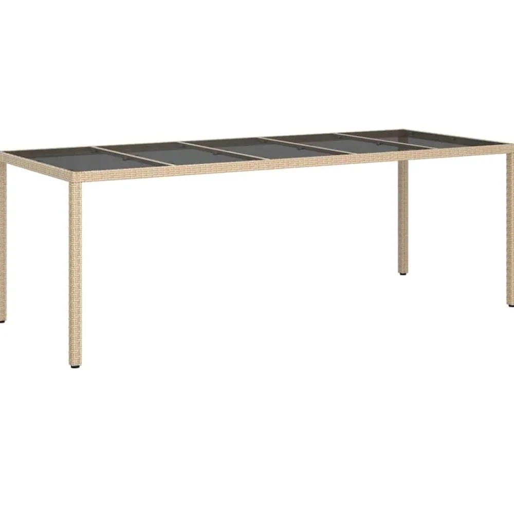Mobilier De Jardin-vidaXL Table de Jardin Beige 250 x 100 x 75 cm polyrotin Beige et noir