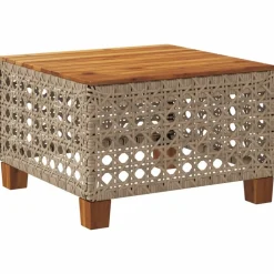 vidaXL Table de jardin 55x55x36 cm résine tressée et bois acacia