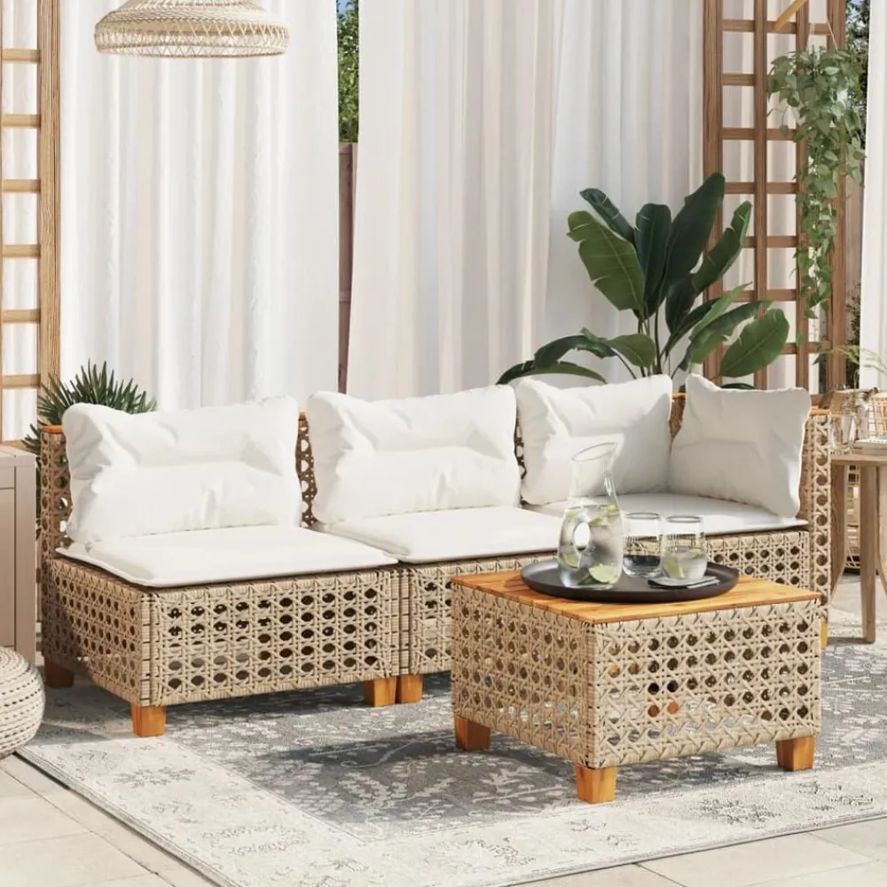 vidaXL Table de jardin 55x55x36 cm résine tressée et bois acacia