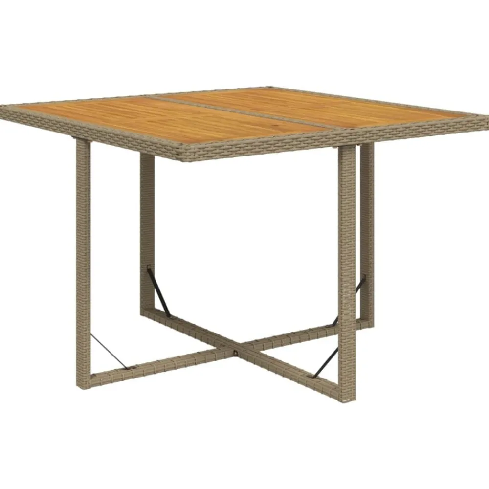 Mobilier De Jardin-vidaXL Table de jardin 109x107x74 cm Résine tressée bois massif Beige