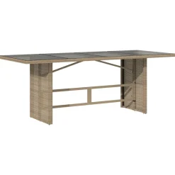 Mobilier De Jardin-vidaXL Table de jardin dessus en verre 190x80x74 cm Beige