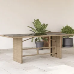 Mobilier De Jardin-vidaXL Table de jardin dessus en verre 190x80x74 cm Beige